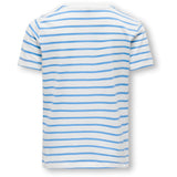 kids ONLY Cloud Dancer Azure blue + print pomme stripe Bone La Pomme T-Shirt