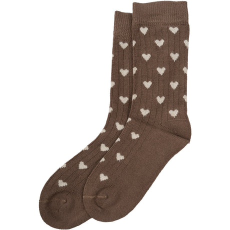 minipop® Chocolade Brown/Off White Bambu Heart Strumpor