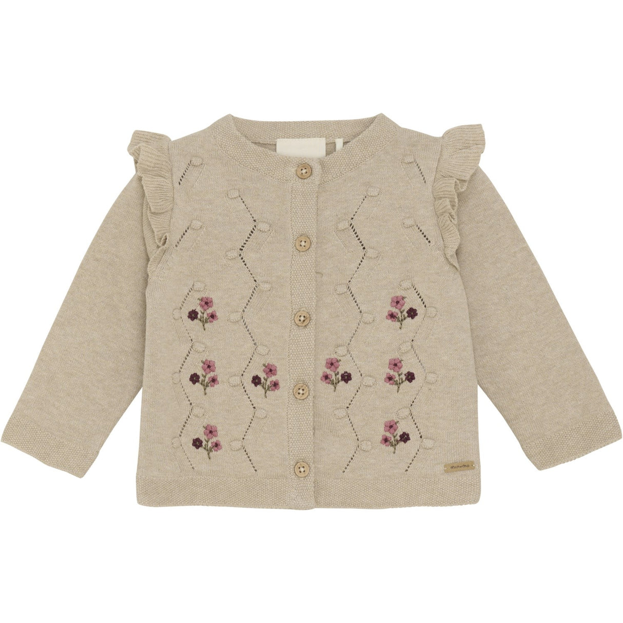 Minymo Beige Melange Cardigan Stickad