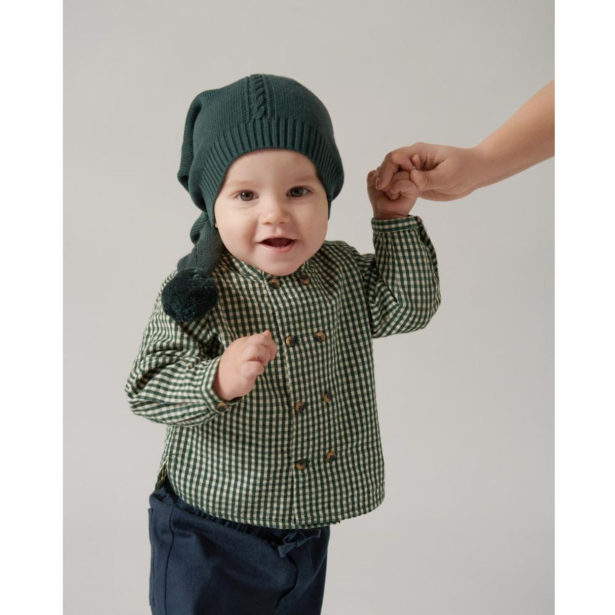 MarMar Cotton Seersucker Green Check Toke Skjorta