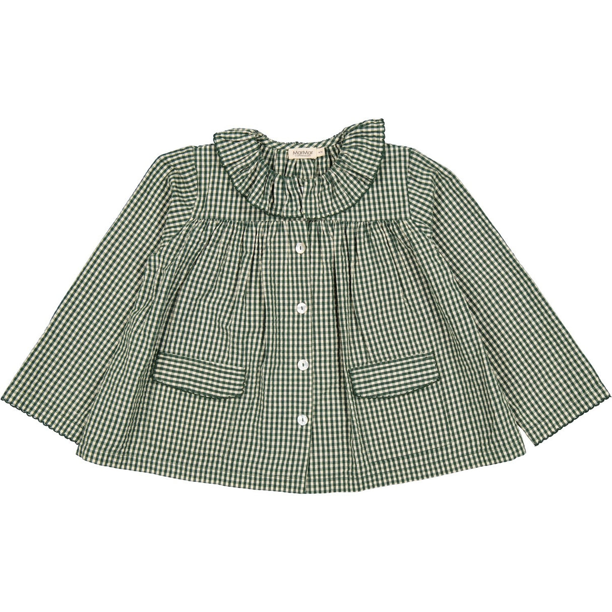 MarMar Cotton Seersucker Green Check Pajama Frill Set