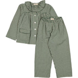 MarMar Cotton Seersucker Green Check Pajama Frill Set