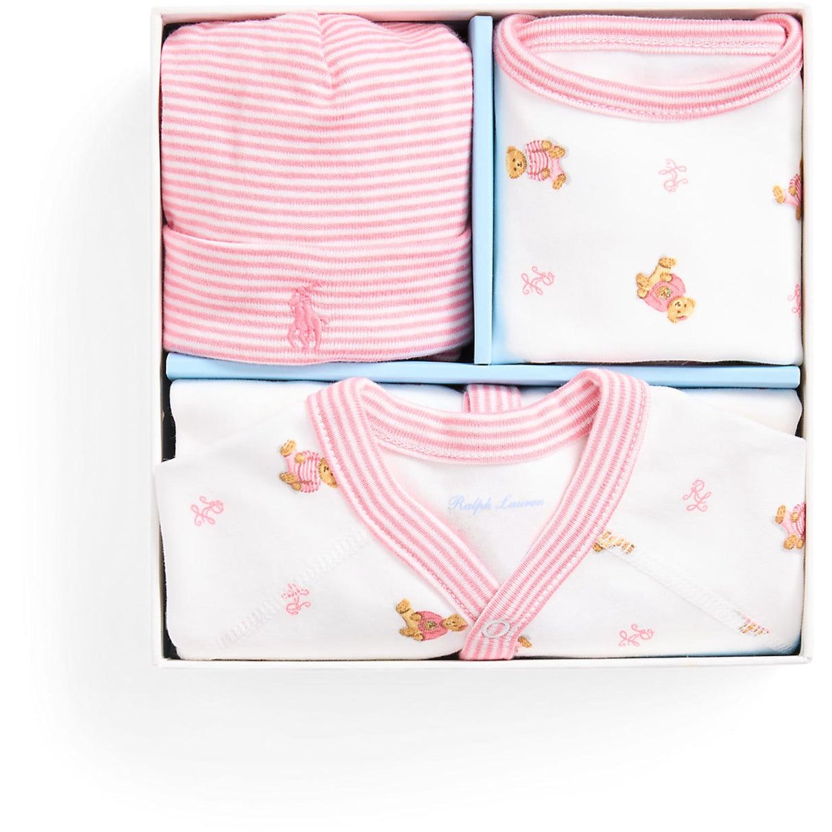 Ralph Lauren Bebis White Multi/Pink Bind 3-Pack Gift Box Set 2