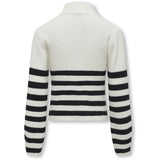 kids ONLY Cloud Dancer Black Franca Half Zip Stripe Stickad Blus Noos