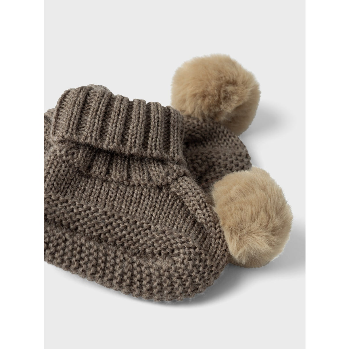 Name It Walnut Wrilla Ull Stickade Slippers Med Pom Pom