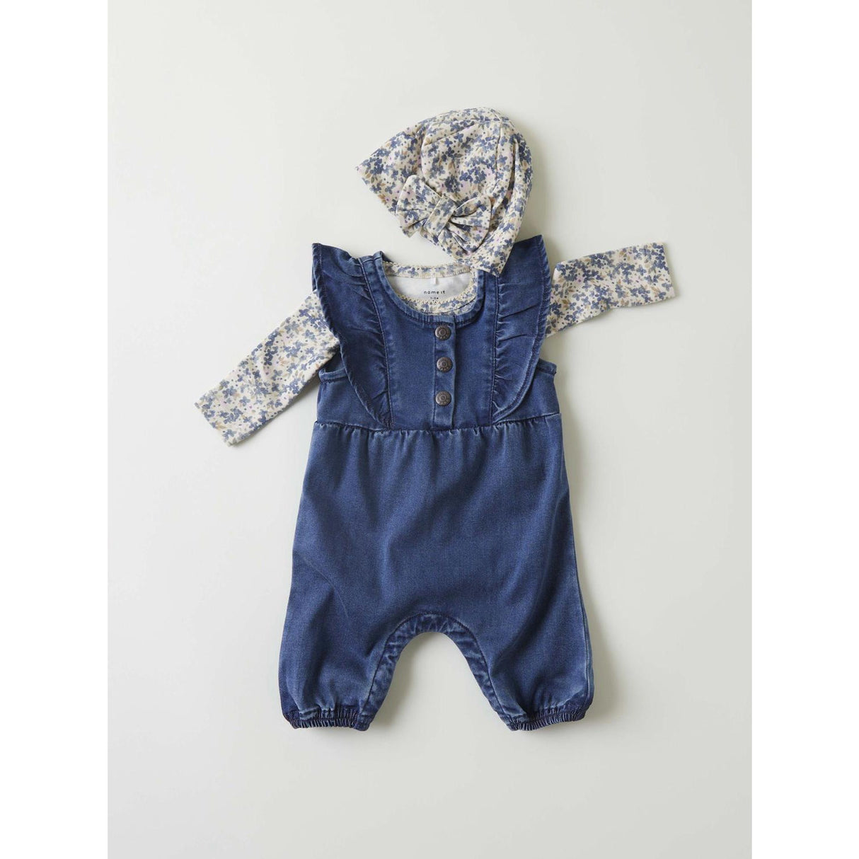 Name It Dark Blue Denim Asta Denim Frill Romper