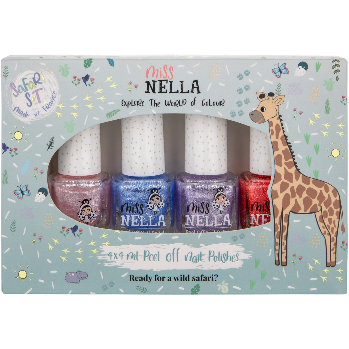 Miss Nella Safari Set med 4 stk. Nagellack För Barn