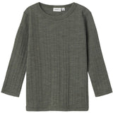 Name It Mulled Basil Wang Wool Needle Blouse Solid Noos