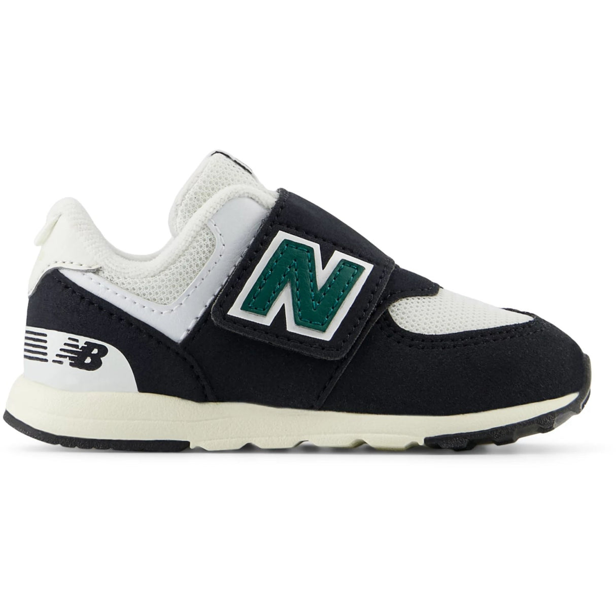 New Balance Black 574 Kids NEW-B Hook & Loop Sneakers