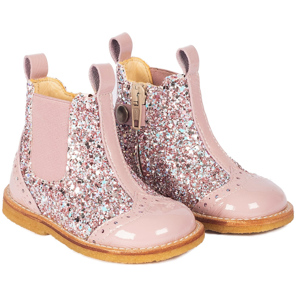 Angulus Mauve/Mauve Glitter Classic Chelsea Boot med Glittrande Glitter