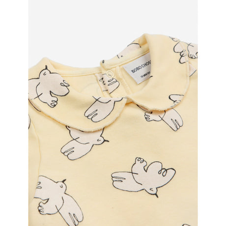 Bobo Choses Light Yellow Freedom Bird All Över Collar T-Shirt 2