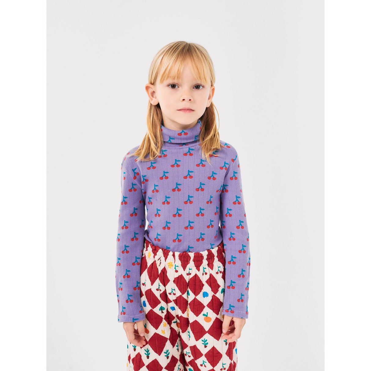 Bobo Choses Lavender Cherry All Över Turtle Neck Blus