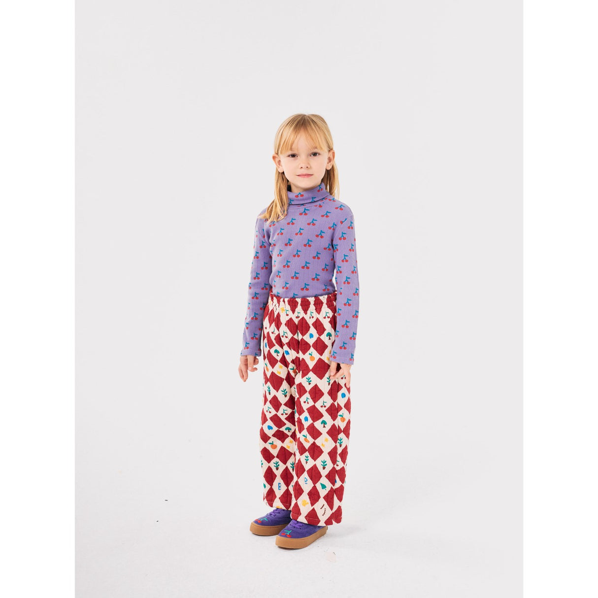 Bobo Choses Lavender Cherry All Över Turtle Neck Blus