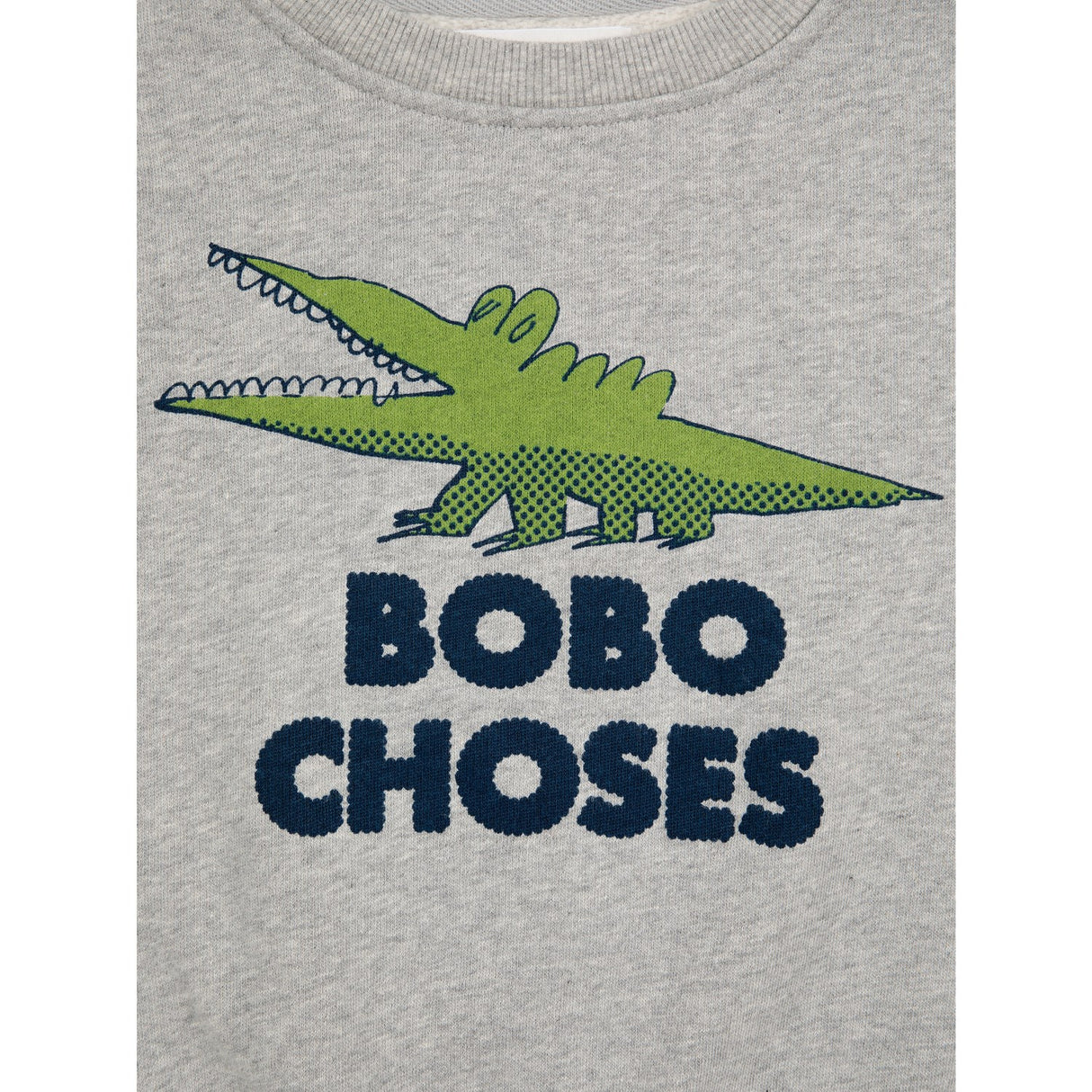 Bobo Choses Light Heather Grey Talking Crocodile Sweatshirt 10