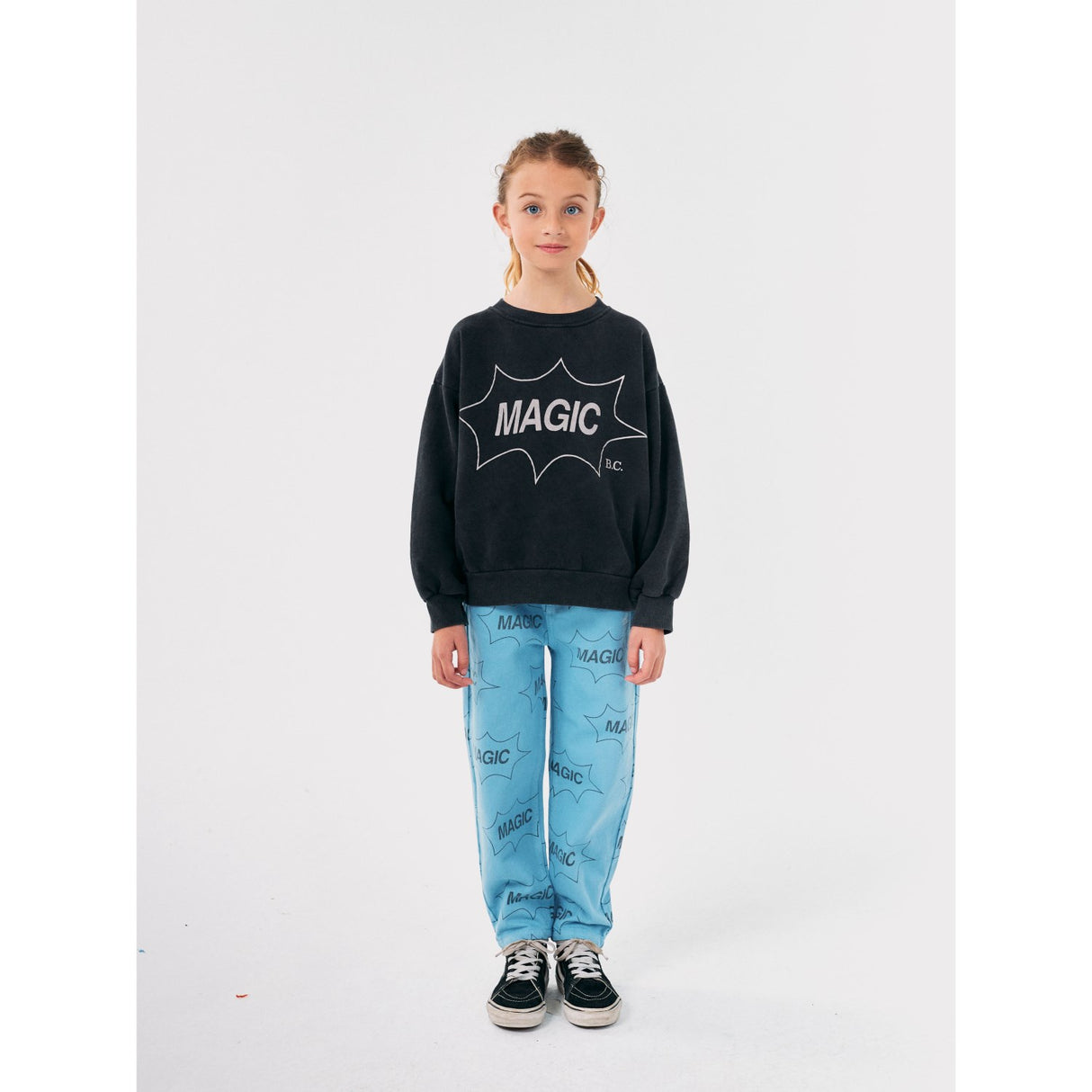 Bobo Choses Light Blue It'S Magic All Över Denim Baggy Pants