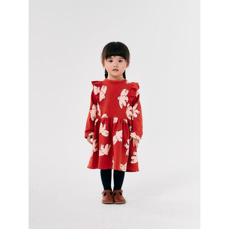 Bobo Choses Red Freedom Bird All Över Ruffle Dress