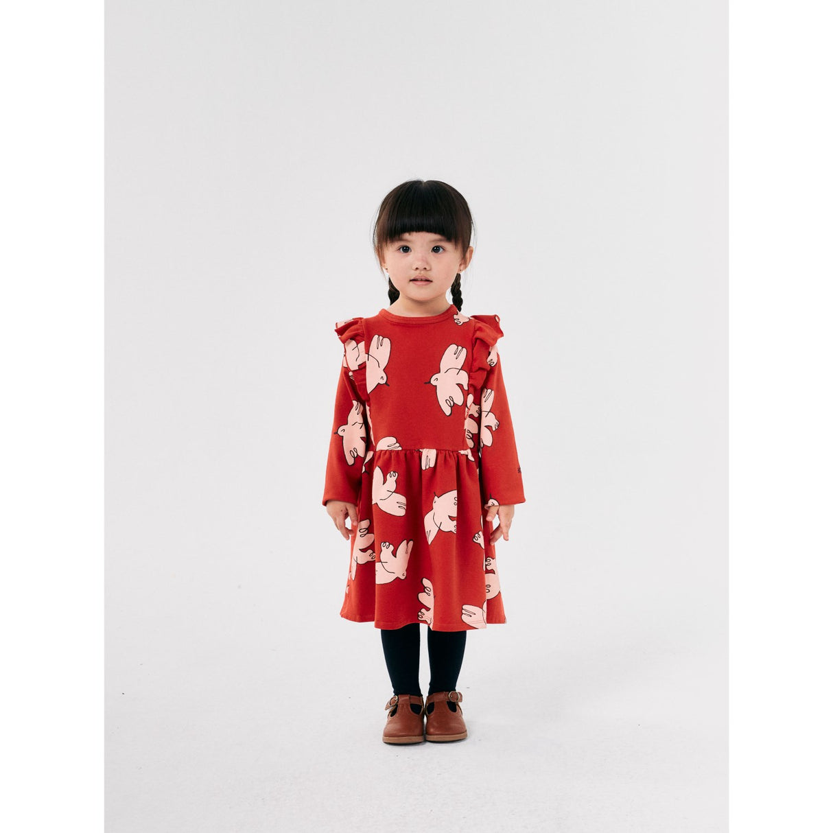 Bobo Choses Red Freedom Bird All Över Ruffle Dress