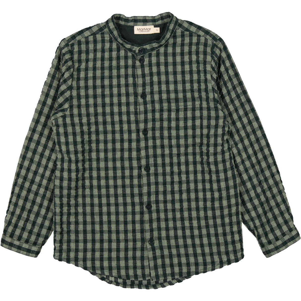 MarMar Seersucker Gingham Dark Leaf Check Theodor Skjorta