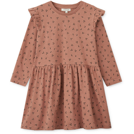 LieWood Cherries / Dark Rosetta Lima Printed Frill Longsleeve Klänning