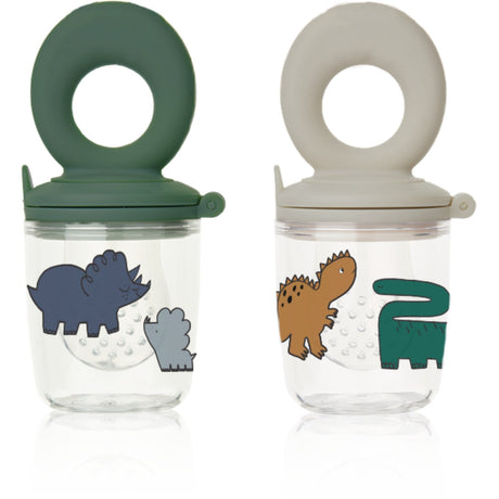 LieWood Dinosaurs / Mist Miranda Printed Food Feeder 2-Pack