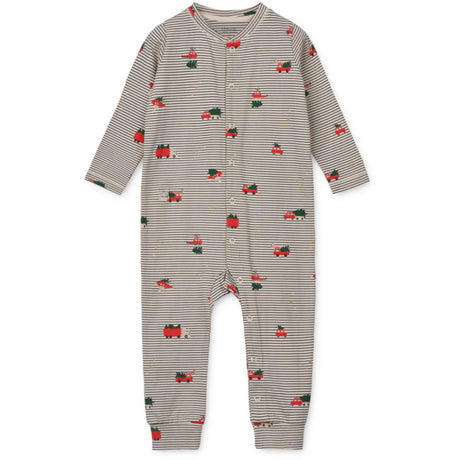 LIEWOOD Holiday Vehicles / Stripe Navy Birk Printed Pyjamas Jumpsuit