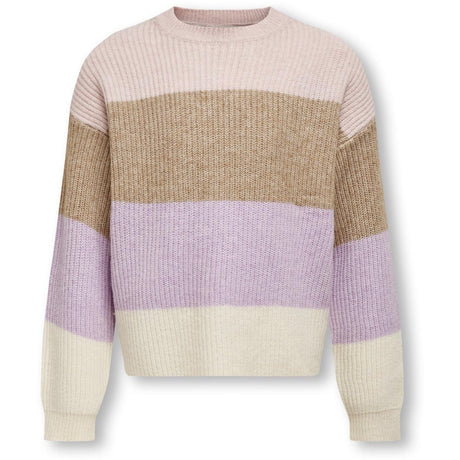 barn ONLY Sepia Rose Sandy Stripe Stickad Blus Noos