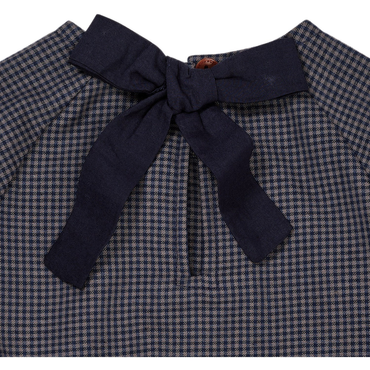 Copenhagen Colors Navy Check Combi Check Dress W. Bow 11