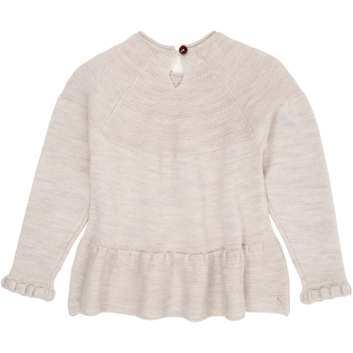 Copenhagen Colors Pale Cream Melange Merino Knit Blouse With Frill 6