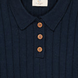 Copenhagen Colors Navy/Cream Combi Merino Pikétröja Shirt