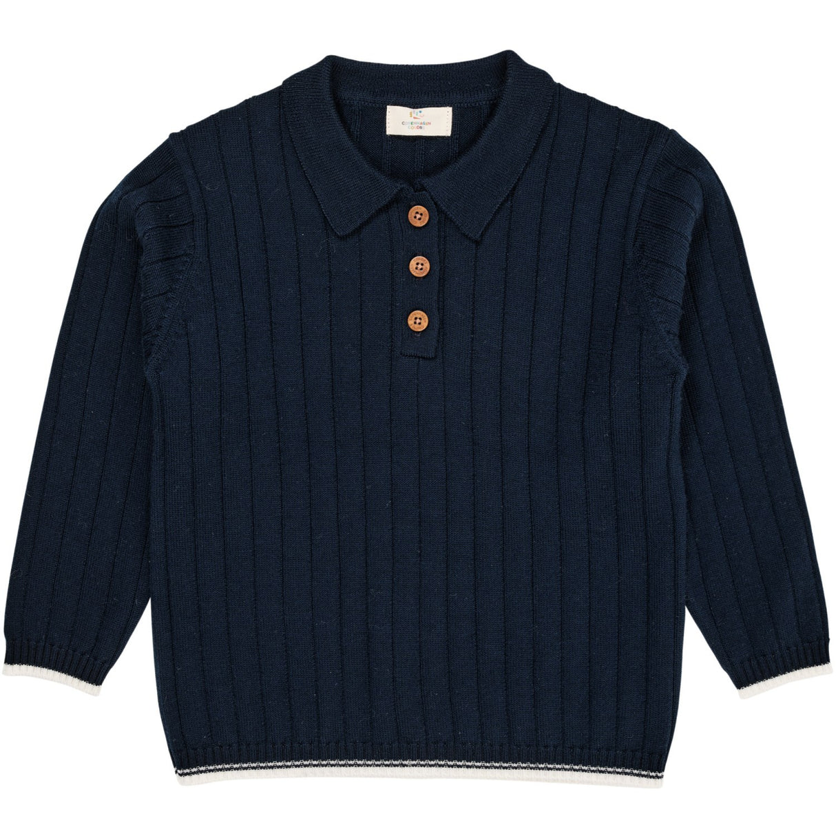 Copenhagen Colors Navy/Cream Combi Merino Pikétröja Shirt