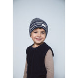 Copenhagen Colors Navy/Cream Combi Merino Striped Rib Beanie 5