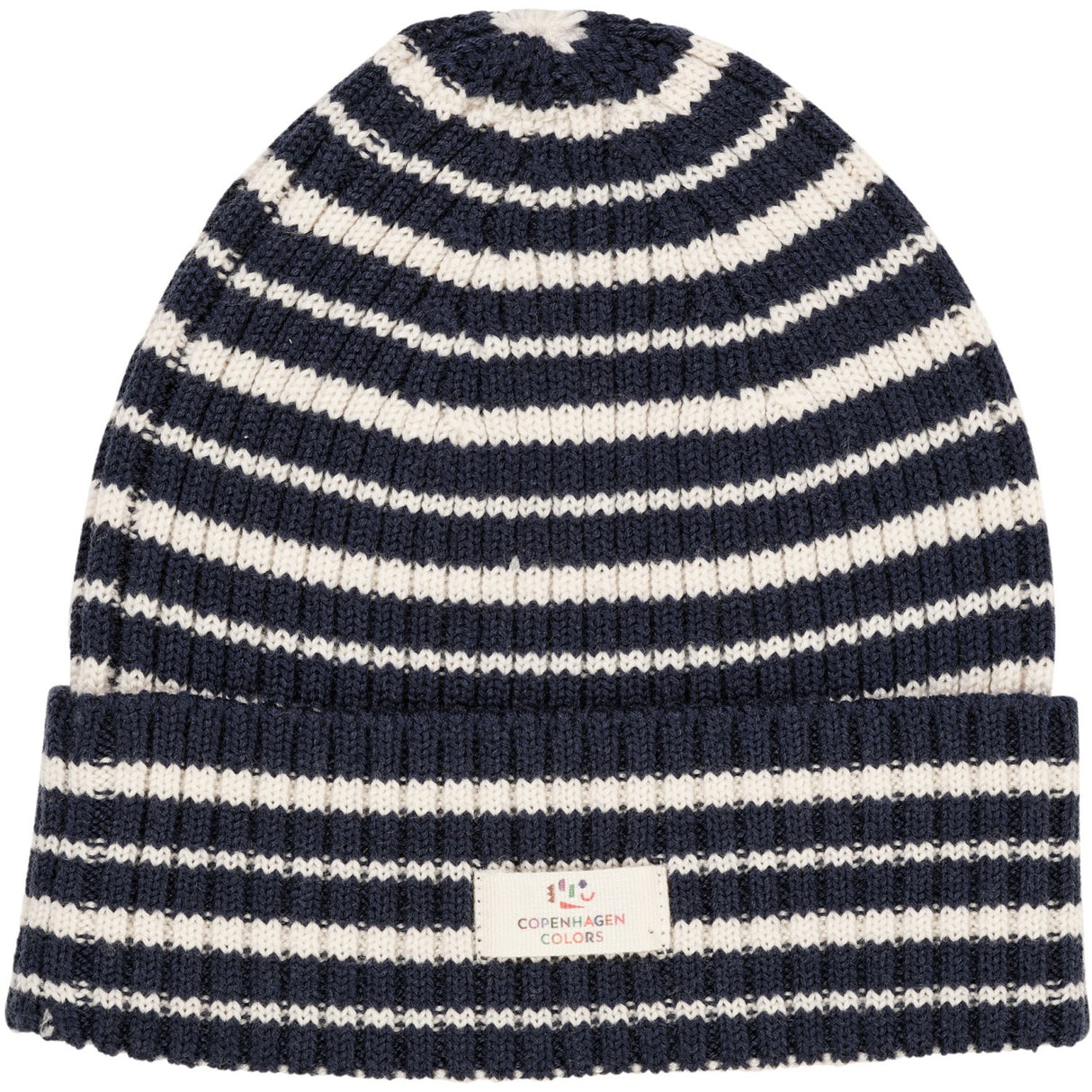 Copenhagen Colors Navy/Cream Combi Merino Striped Rib Beanie 4