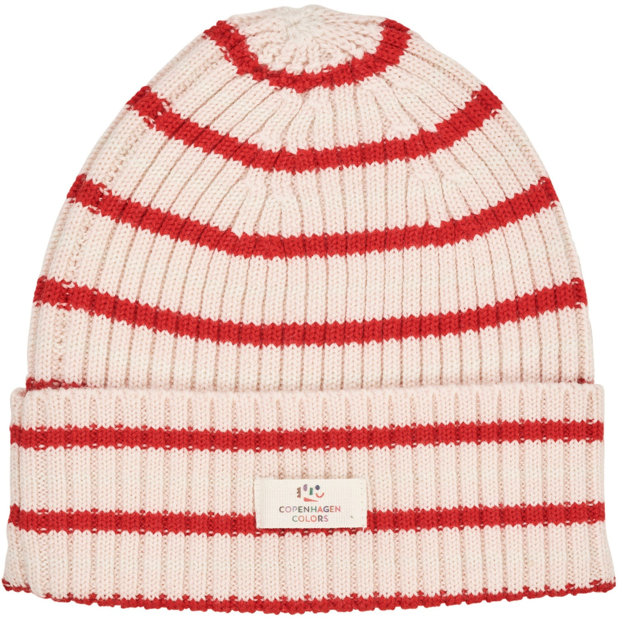 Copenhagen Colors Red/Dusty Rose Combi Merino Striped Rib Beanie 2