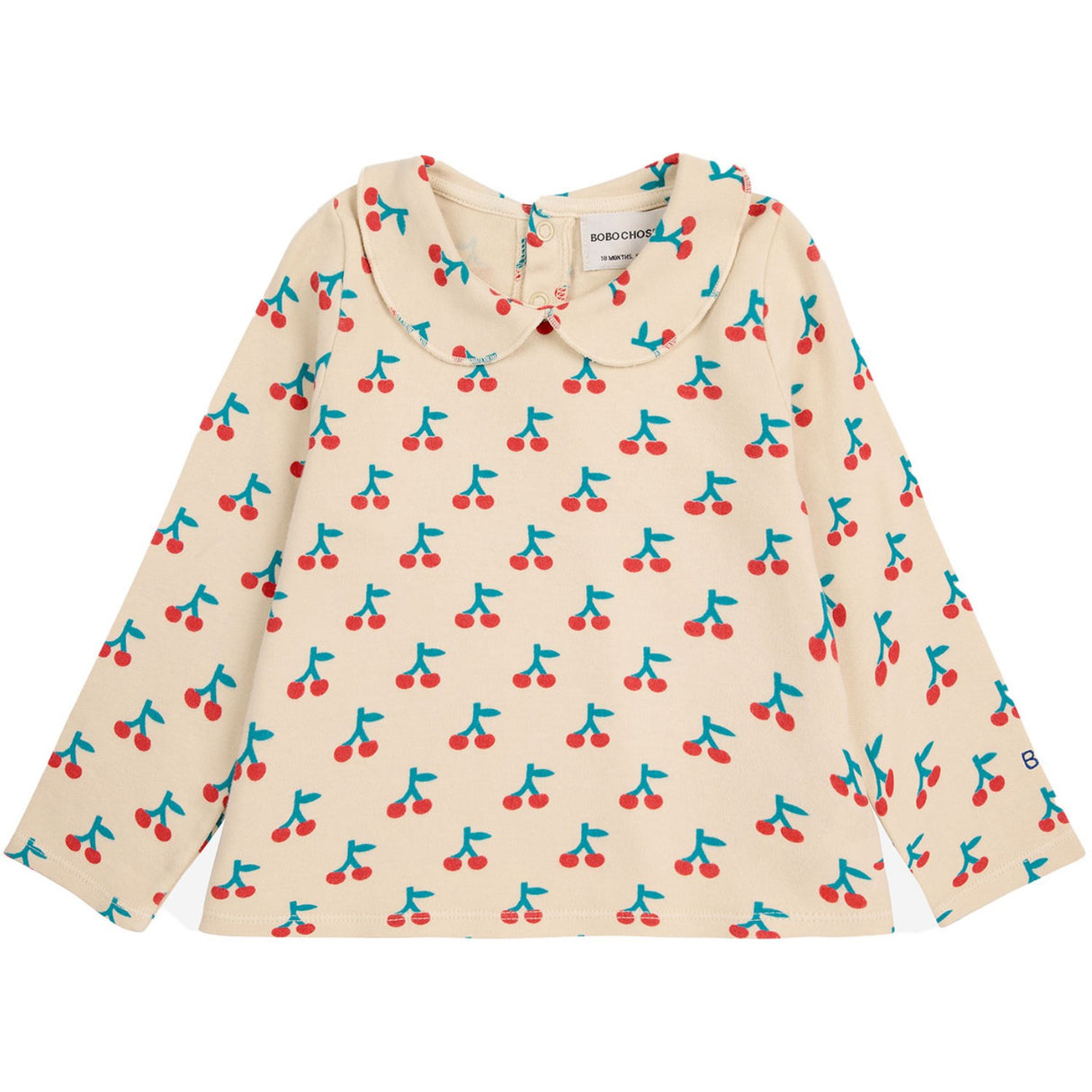 Bobo Choses White Cherry All Över Collar Blus