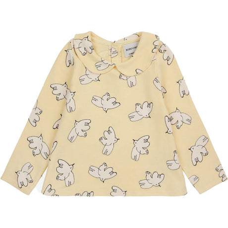 Bobo Choses Light Yellow Freedom Bird All Över Collar T-Shirt