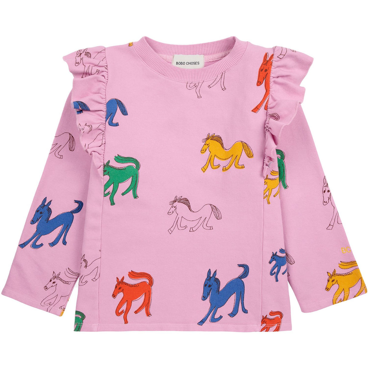 Bobo Choses Pink Wonder Horse All Över Ruffle Sweatshirt