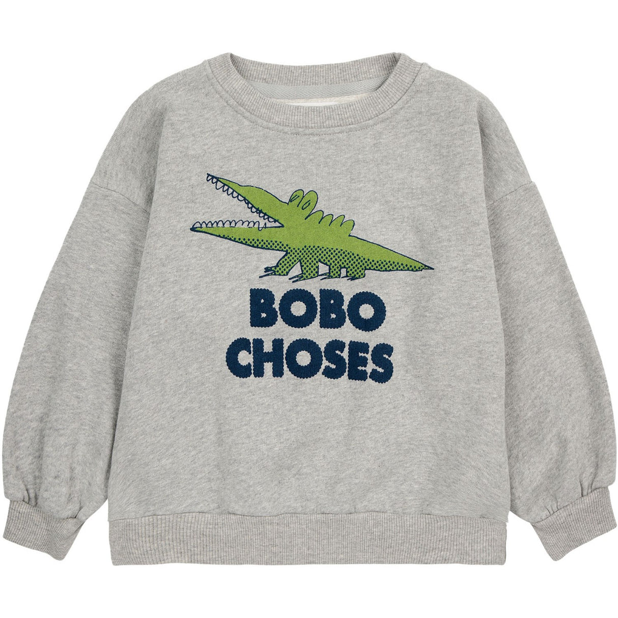 Bobo Choses Light Heather Grey Talking Crocodile Sweatshirt
