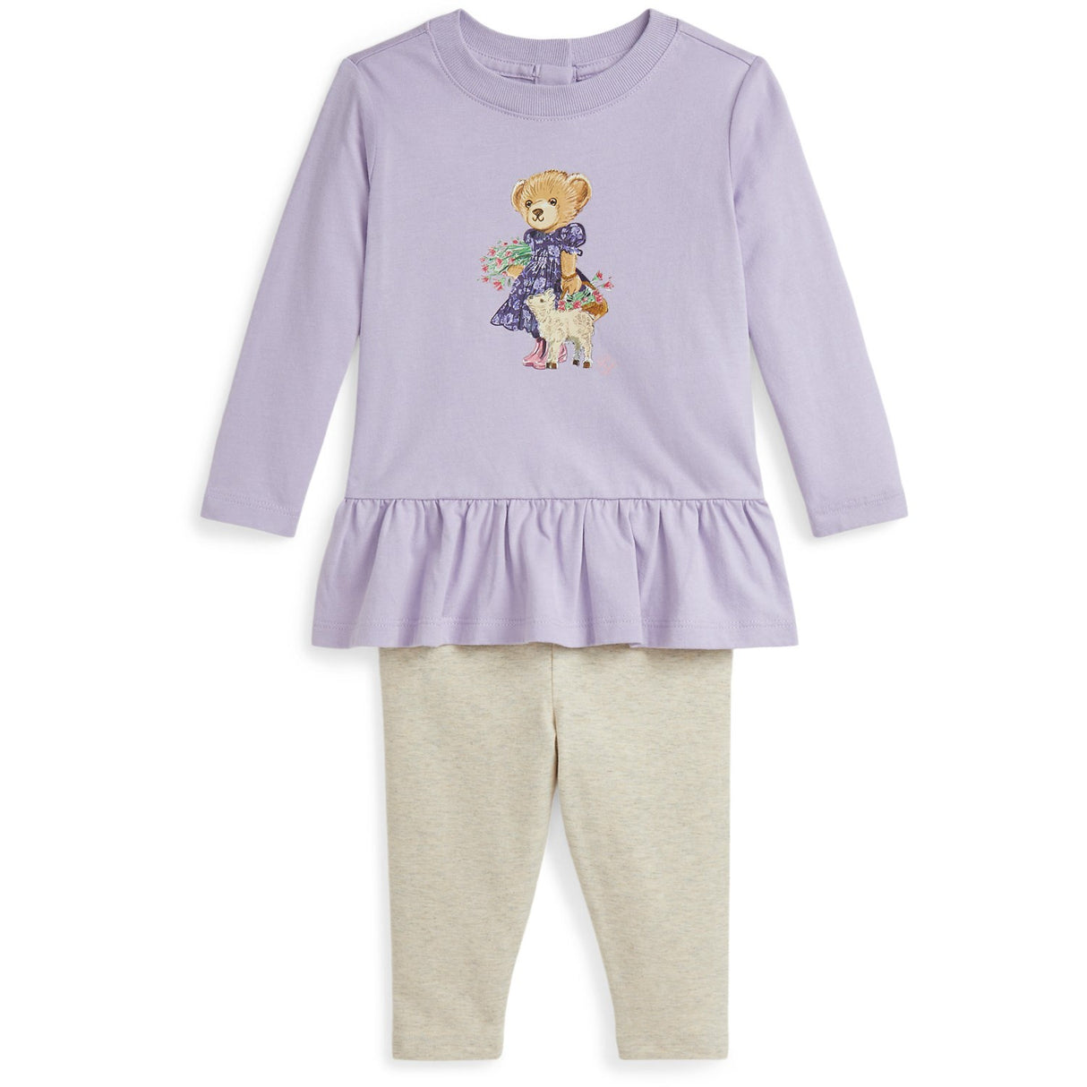 Ralph Lauren Baby Spring Iris/Oatmeal Hthr Blouse Leggings Set