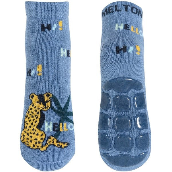 MELTON Leopard Anti-Slip Strumpor Denim Blue
