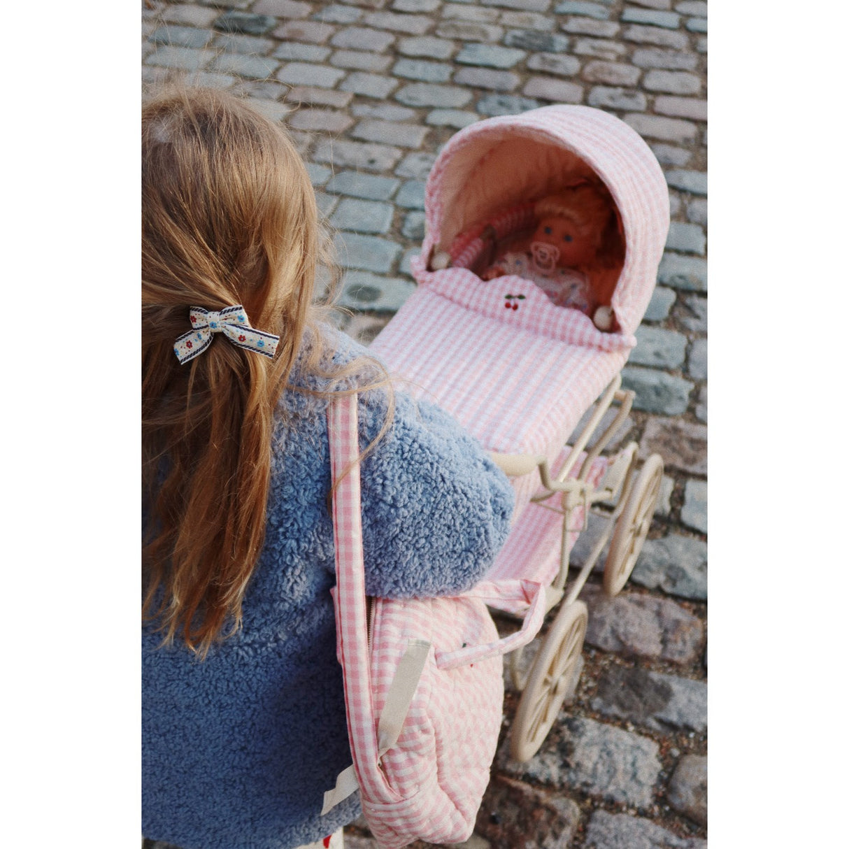 Konges Sløjd Powder Pink Check Doll Pram 5