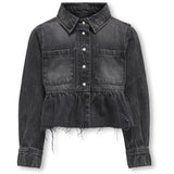 kids ONLY Washed Black Broadway Frill Denim Skjorta Red Akm