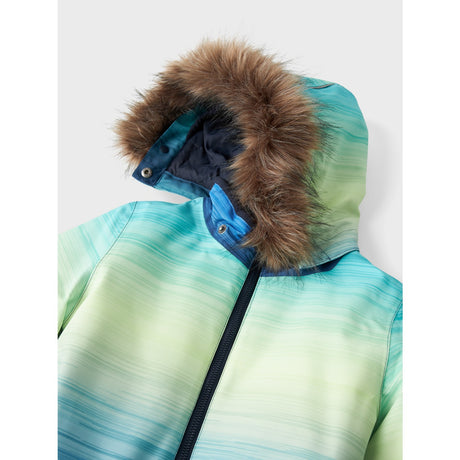 Name It Dark Denim Flow Snow10 Snowsuit Line AOP Fo