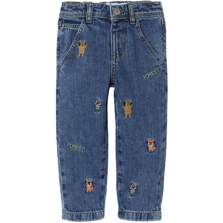 Name It Dark Blue Denim Embroidery Silas Tapered Embellished Jeans