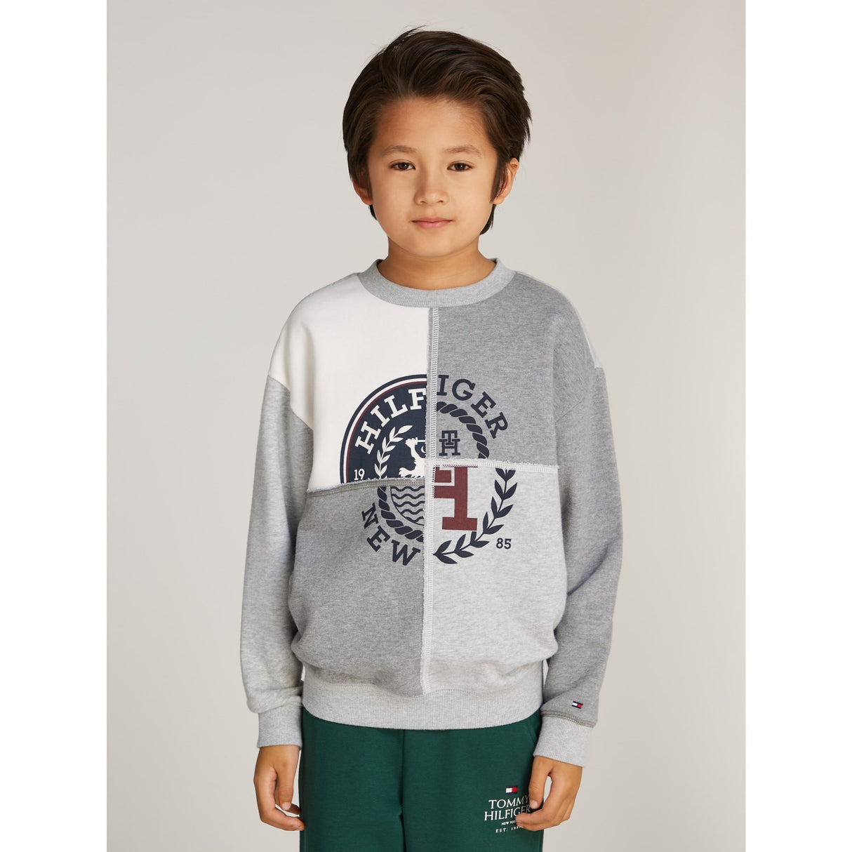 Tommy Hilfiger Grey Heather Mix Monotype Spliced Printed Cn Sweatshirt 2