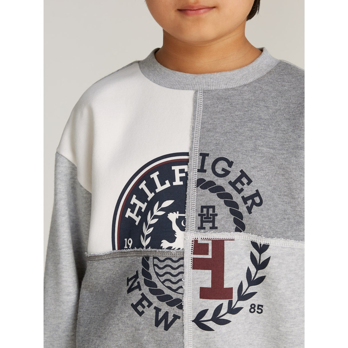 Tommy Hilfiger Grey Heather Mix Monotype Spliced Printed Cn Sweatshirt 3