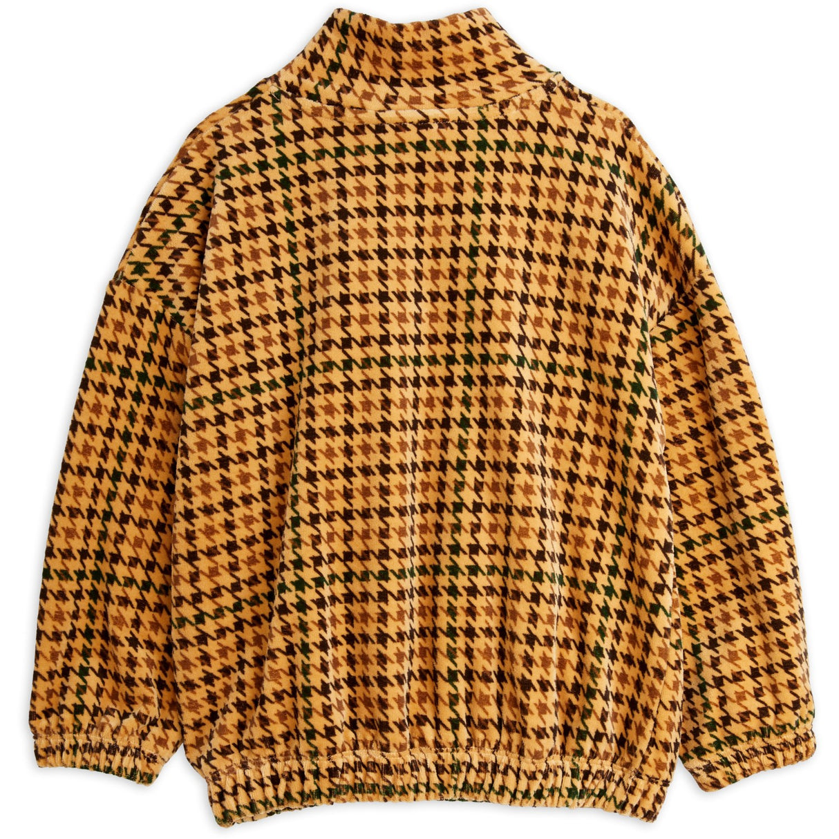 Mini Rodini Beige Doch Houndstooth Aop Velour Halfzip Sweatshirt