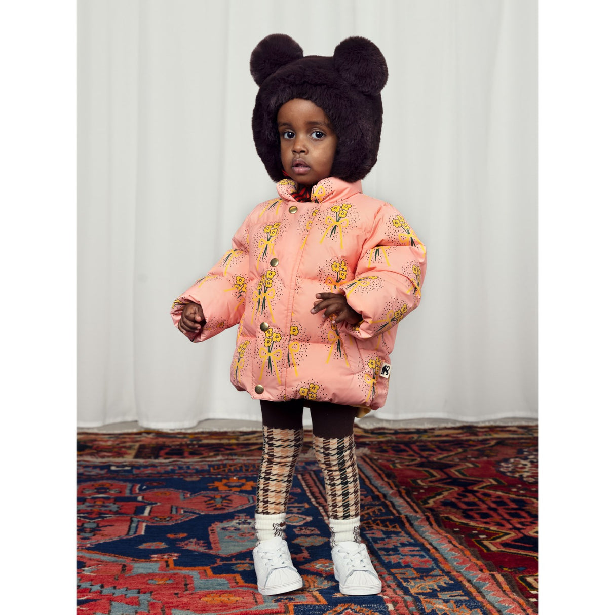 Mini Rodini Pink Winter Flowers Aop City Puffer Jacket