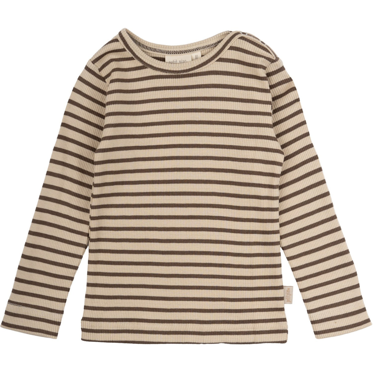 Petit Piao Chocolate Brown/Dark Off White Blus Modal Striped