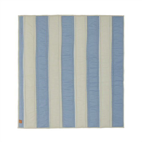 OYOY Blue/Clay Striped Quiltad Filt