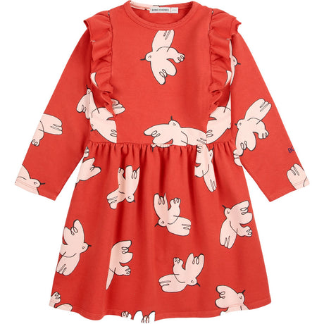 Bobo Choses Red Freedom Bird All Över Ruffle Dress